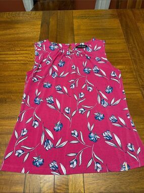 Ivanka Trump Fuchsia Floral Blouse with Blue Accents